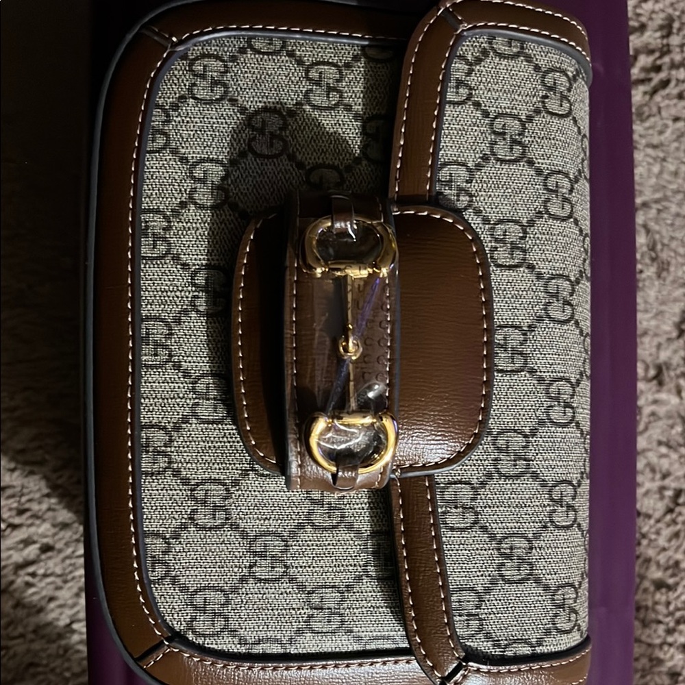 Gucci Brown and Gray Leather Detail